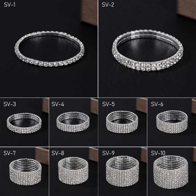 Gelang Kaki Berlian Imitasi Multi Baris Warna Silver Untuk Wanita