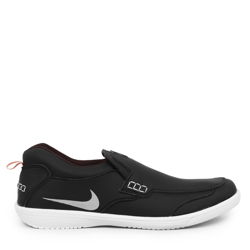 BIG PROMO!! Sepatu Cowok Nike Boston Hitam Slip On Casual Kerja Santai Shoes Sport Pria Selop Keren