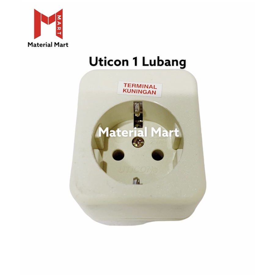 Stop Kontak Uticon 1 Lubang ST-118 |Stop Kontak Arde Uticon ST118 ASLI | Material Mart