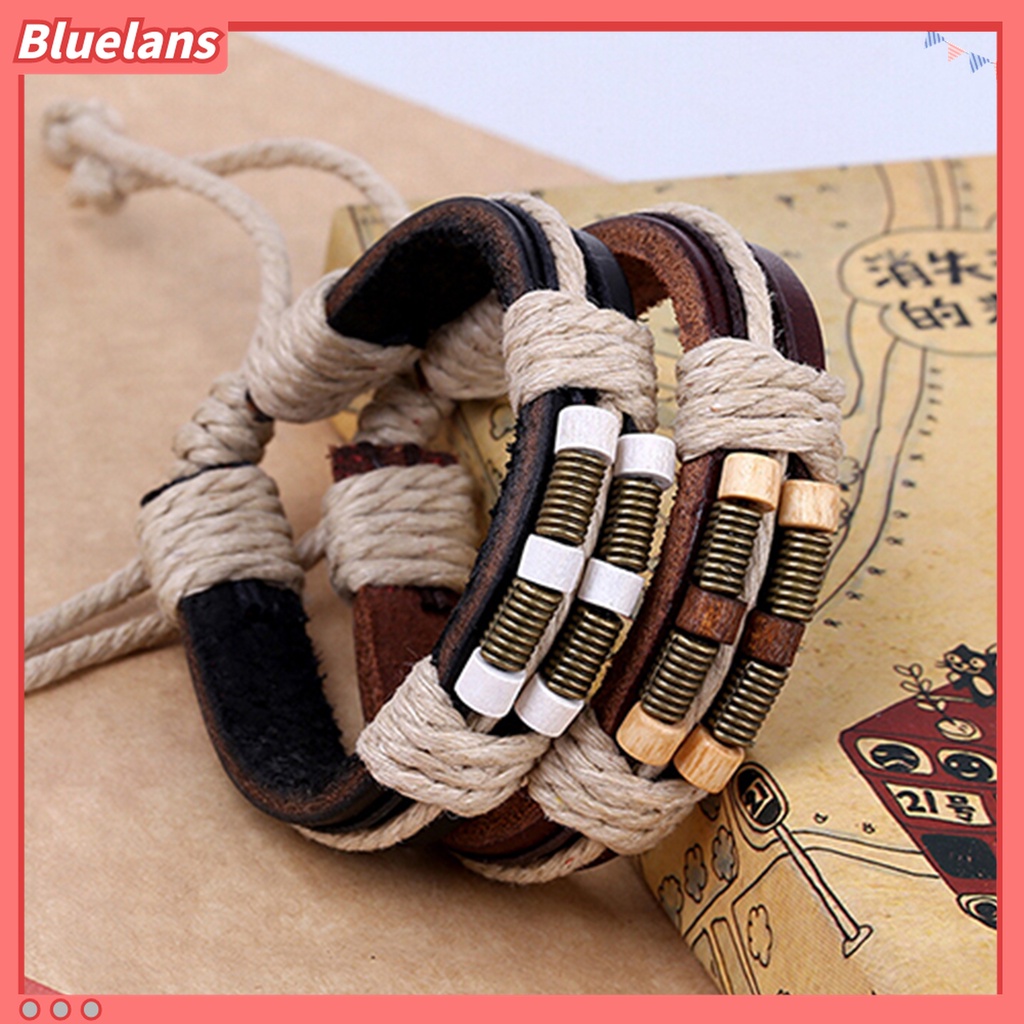 Gelang Multilayer Bahan Kulit Imitasi Gaya Punk Untuk Unisex