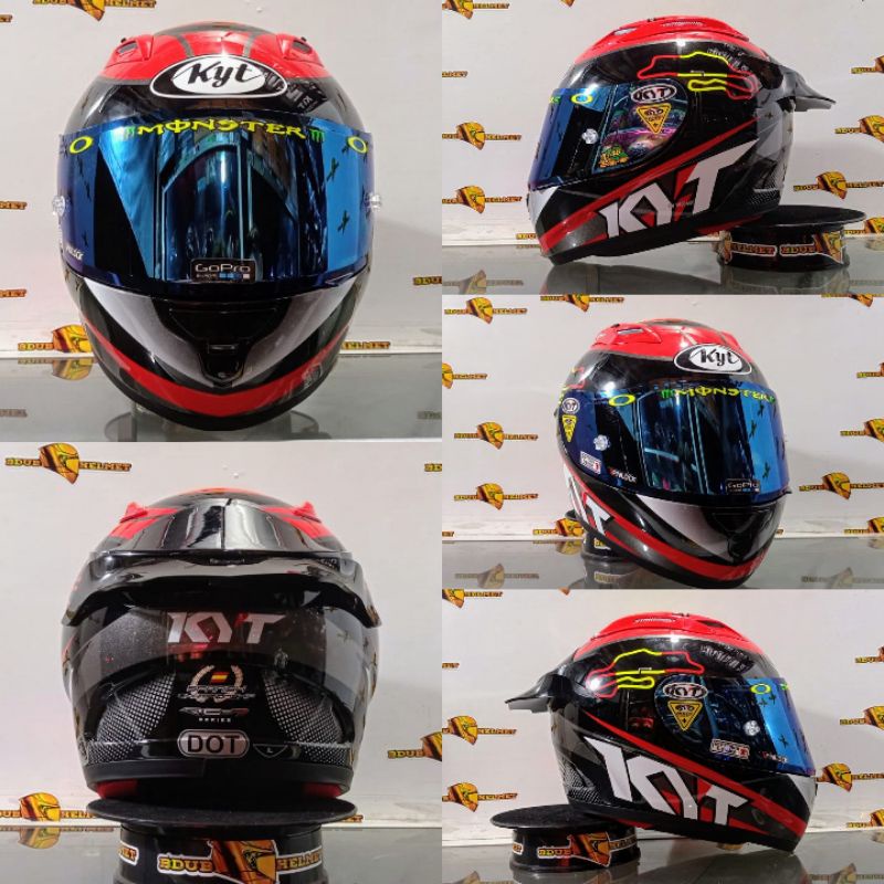 Helm full face KYT RC Seven Paket Ganteng Motif Visor Iridium Silver Stiker Set  Spoiler RC7-PAKET GANTENG NO-10
