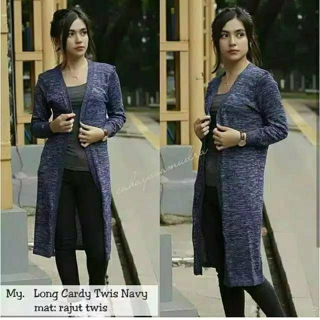 CS010 Cardigan longcardi  twist rajut wanita motif serat kayu