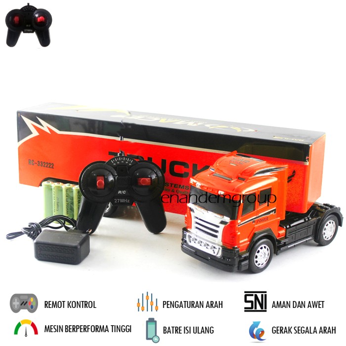 Mainan Mobil Remot Kontrol RC Truk Kontainer Super (Ukuran Besar) - Merah