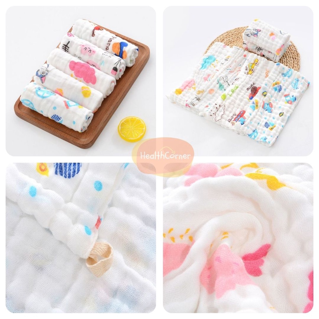 Muslin Washcloth 100% Cotton Kain Washlap Bayi / Kain Katun Sapu Tangan Bayi / Handuk Baby