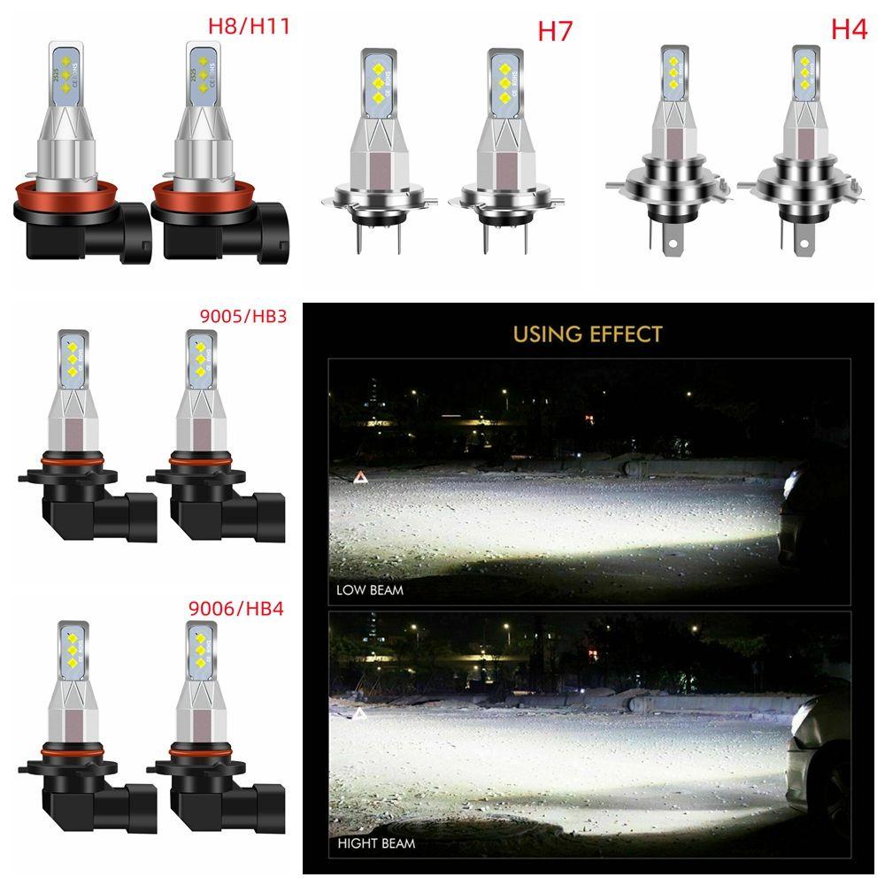 Populer 2pcs Lampu Kabut Mobil 80W 2525 Terang H4 H7 H8 H11 9005 9006 Hi/Low Kit Beam LED 80W DRL