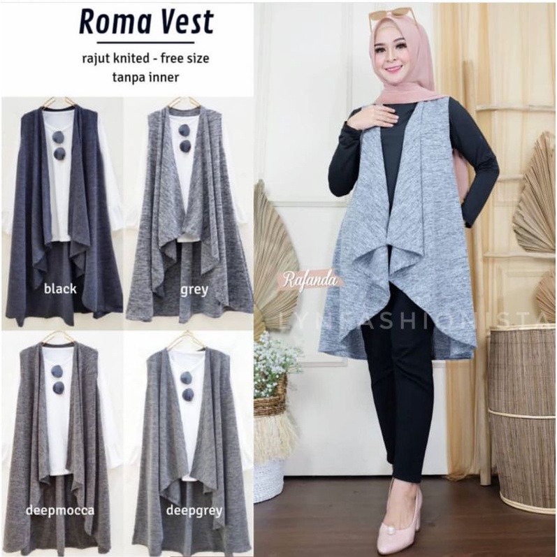 LYNFASHIONISTA-OUTER WANITA MUSLIM RAJUT PREMIUM TEBAL MODEL LAYER/ROMA