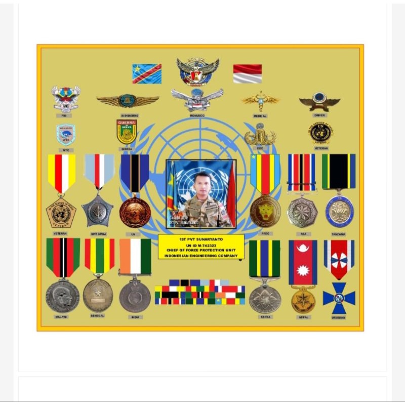 Pigura brevet dan medali monusco
