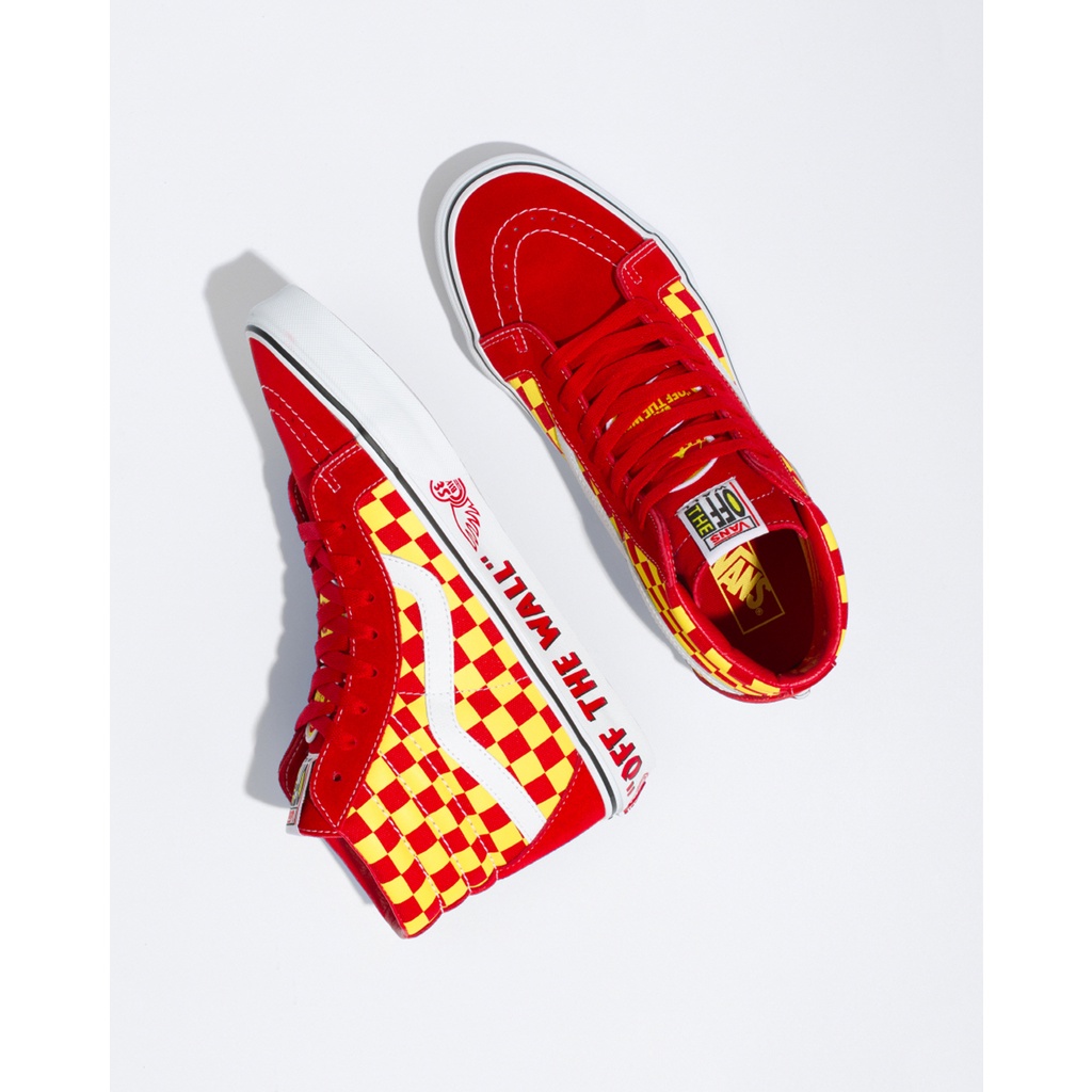 SEPATU VANS OFF THE WALL | SK8 HI REISSUE SE BIKES PK RIPPED / RED / YELLOW / REFLECTIVE