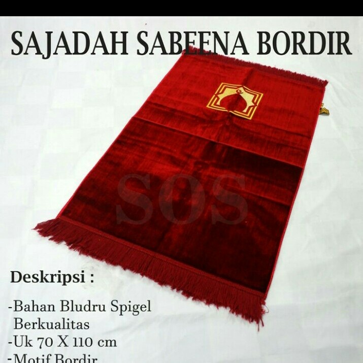 sajadah turky sabena polos bordir bahan bludru