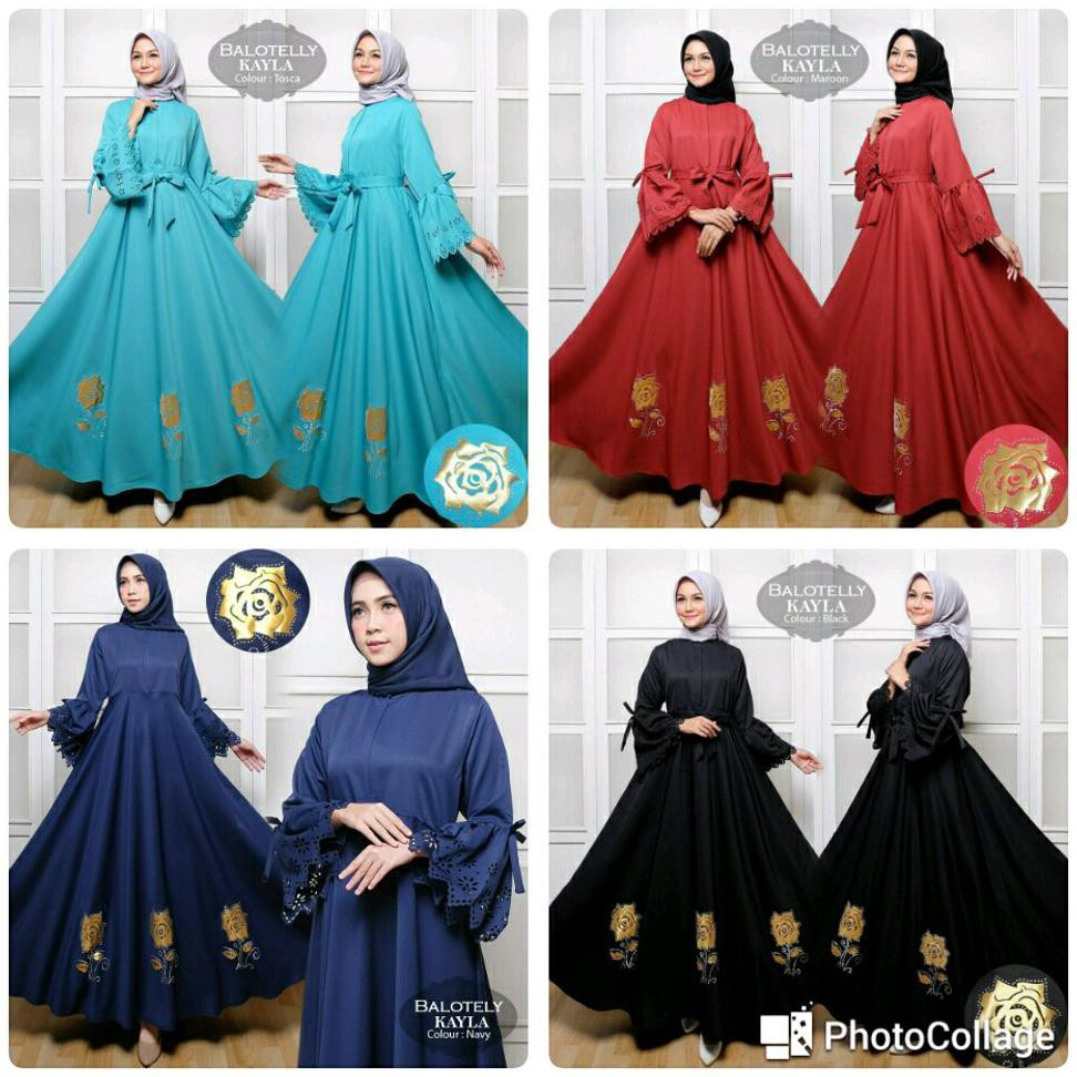 A5 NS FC KAYLA MAXI DRESS TERUSAN GAMIS SYARI HITAM NAVY MARUN BALOTELL XL BIG SIZE JUMBO BUSUI GAUN