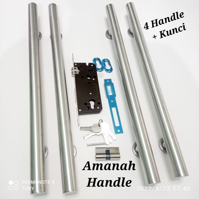 fullset kunci Handel pintu 45cm gagang pintu rumah stainless Anti karat Bulat polos