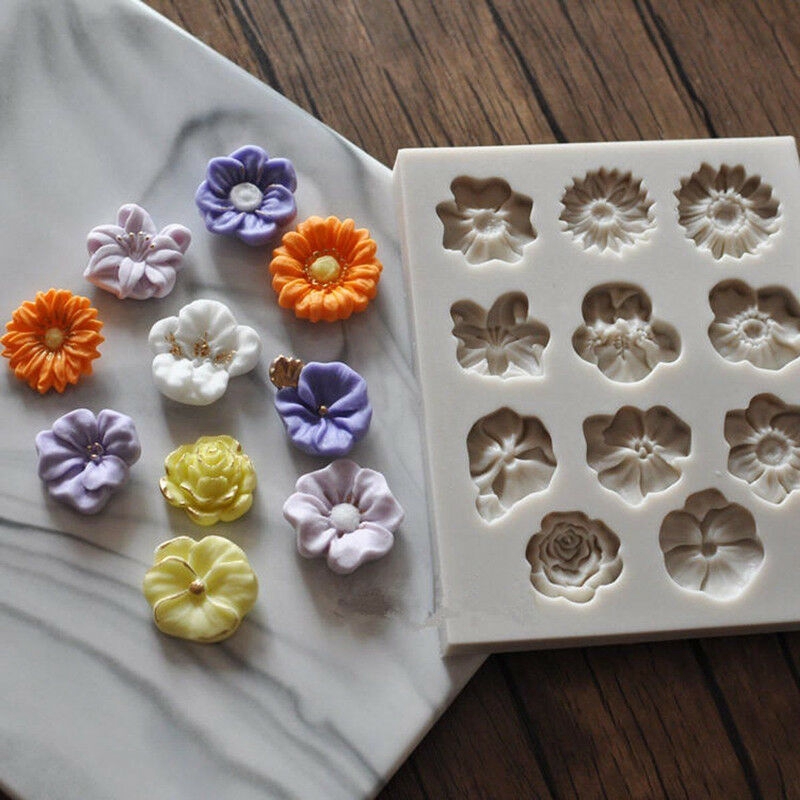 3d Mini Bunga Cetakan Silikon Permen Cetakan Coklat Cupcake Fondant Dekorasi Kue Dapur DIY Alat Kue Clay Sabun Mold