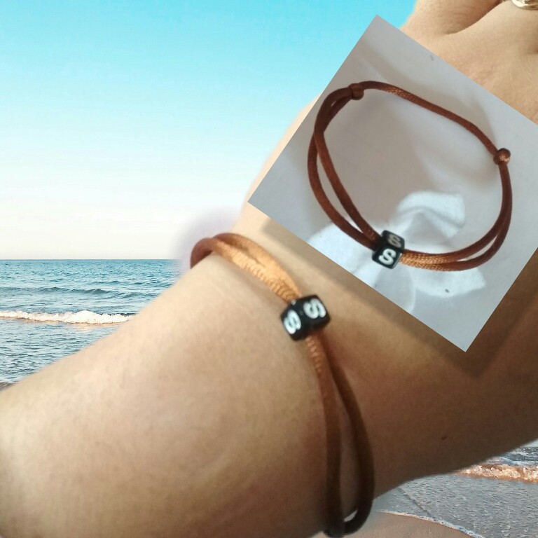 GELANG INISIAL (T-U-V-W-X-Y-Z) TALI COKLAT / GELANG COUPLE