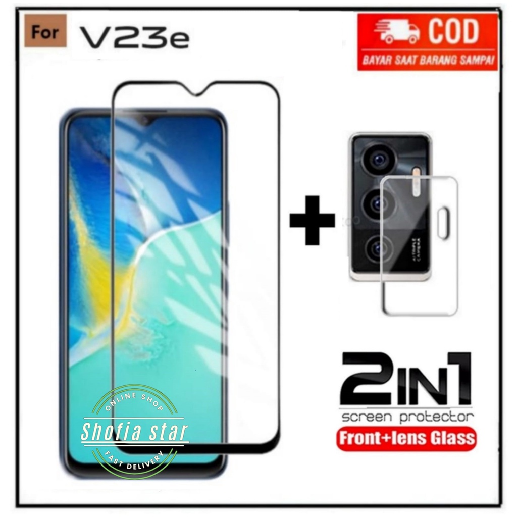 PAKET 2IN1 TEMPERED GLASS VIVO V23e V21 4G/5G  TG ANTI GORES KACA FULL LAYAR