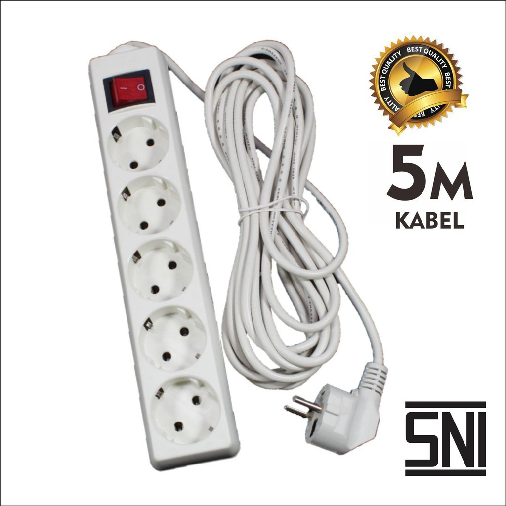 COLOKAN LISTRIK 5 LUBANG FREE KABEL 5 METER SAKLAR STOP KONTAK TERMINAL BOX ROL KABEL 5 LUBANG 5 MET