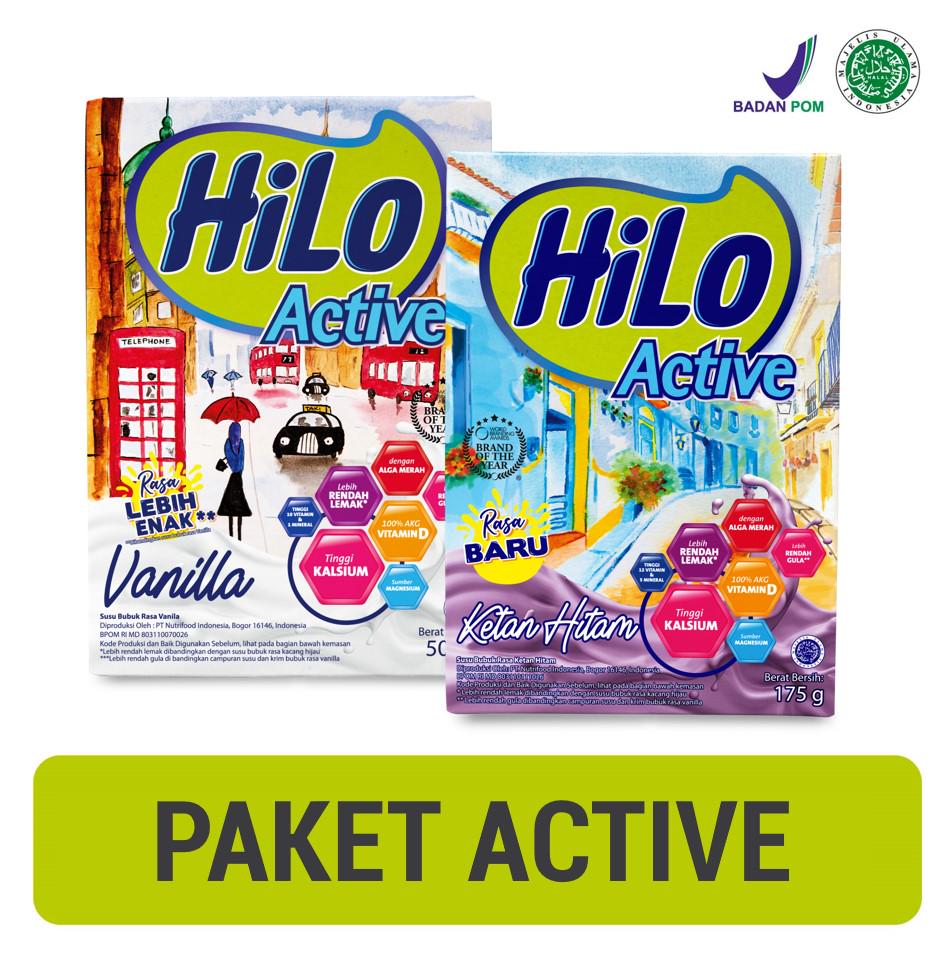 

Paket Active-HiLo Active Ketan Hitam 175g & Active Vanilla 500g - Susu Tinggi Kalsium Rendah Lemak