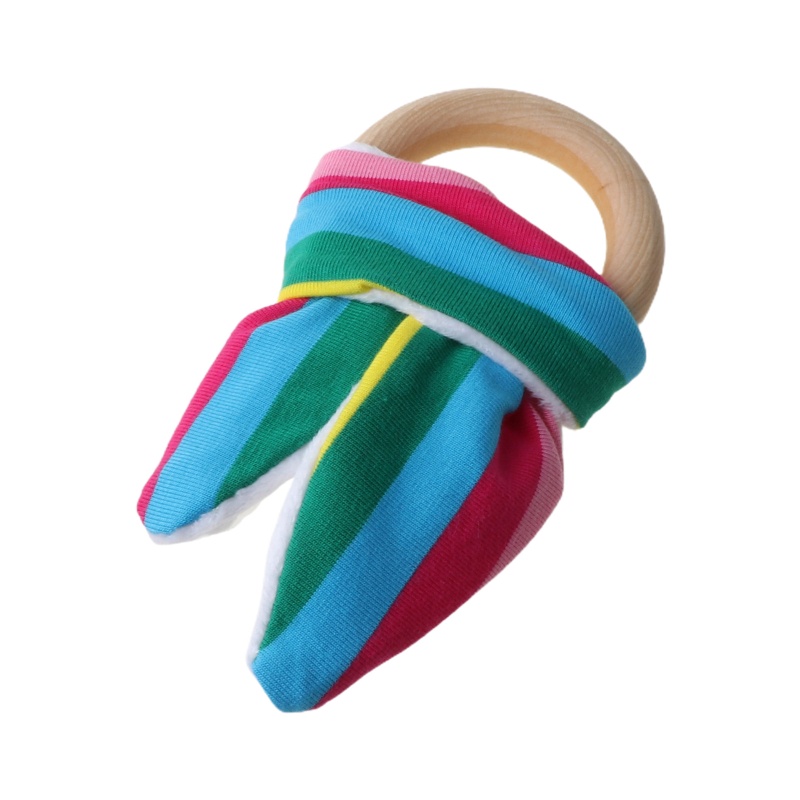 Mary Mainan Teether Ring Kayu Alami Handmade Bentuk Kelinci Untuk Bayi