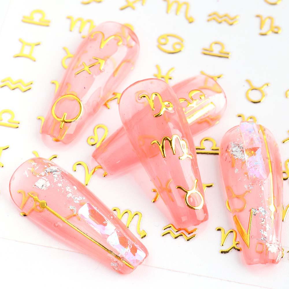 AUGUSTINA Agustina Nail Art Stiker Konstelasi 3D Bronzing DIY Slider Huruf Inggris Nail decal