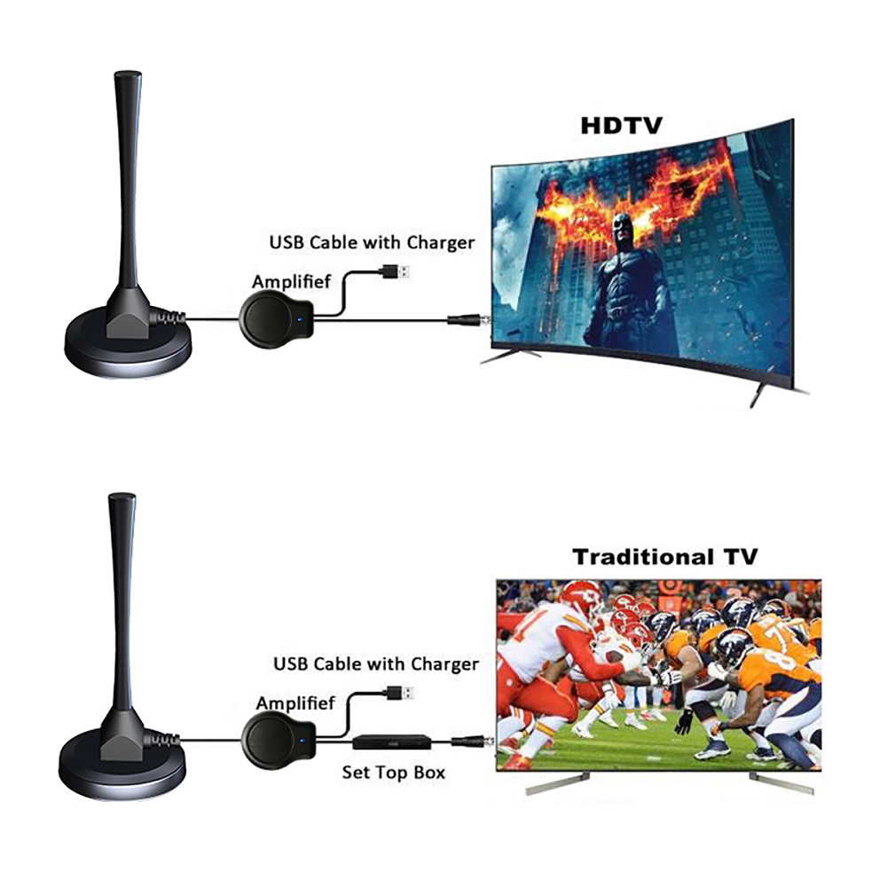 Penguat Sinyal Antena TV Omnidirectional Amplifier Signal Booster HD DVB-T2 for Digital TV Antenna - BVF680 - Black