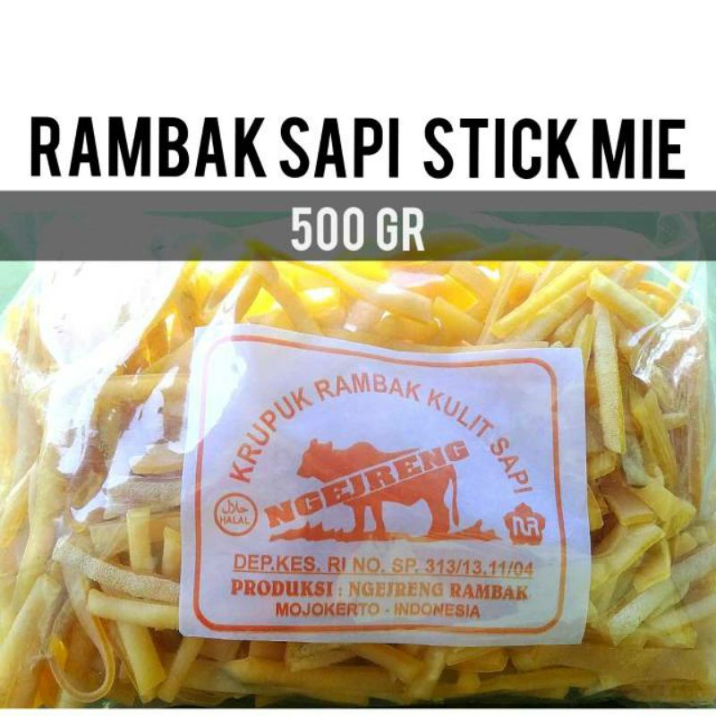 

RAMBAK STIK MIE / KRECEK RAMBAK KULIT SAPI / KERUPUK KULIT SAPI 500 Gram / RAMBAK NGEJRENG