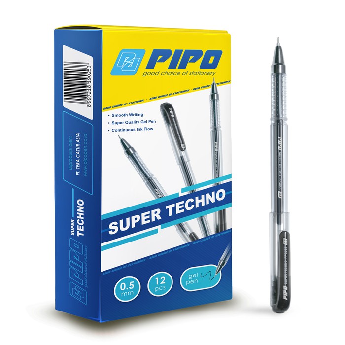 

Pulpen gel Supertecno PPG05S Tinta Hitam isi 12 pcs