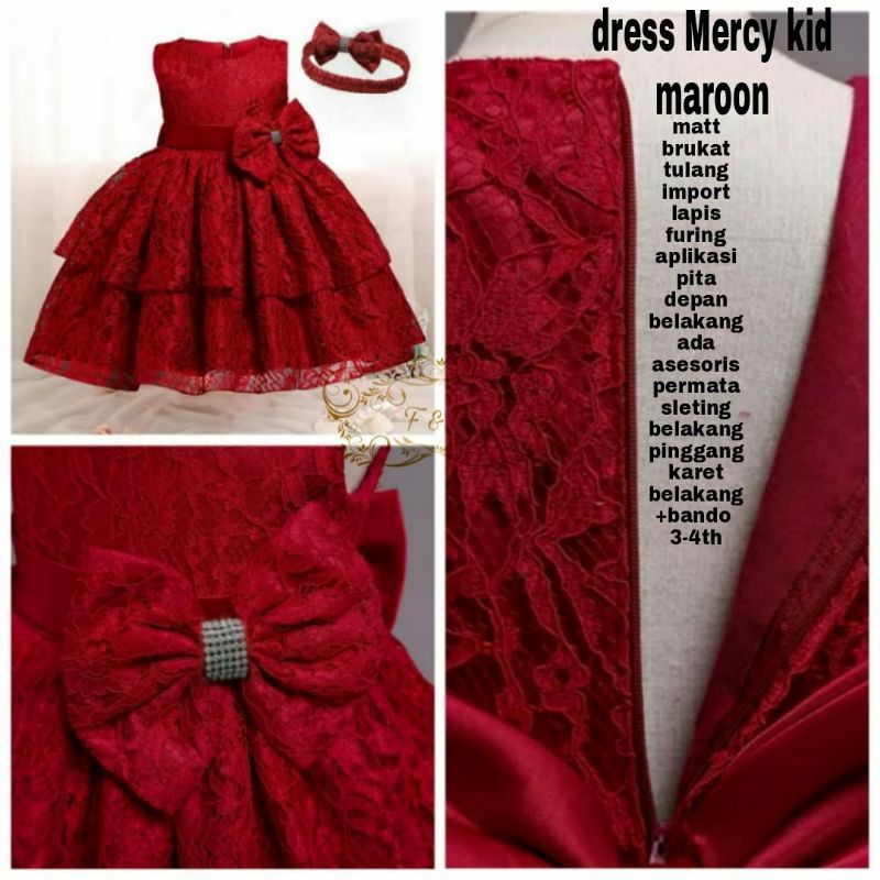 DRESS FASHION MERCY KID ANAK, BRUKAT FURING, DRESS MAXY