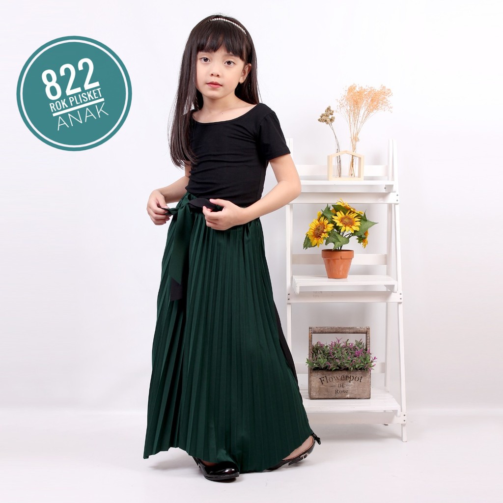 ROK PLISKET ANAK KOMBINASI 822 PRISKET ANAK PANJANG PLEATED SKIRT FLARE SKIRT MAYUNG FLOWY REMPEL