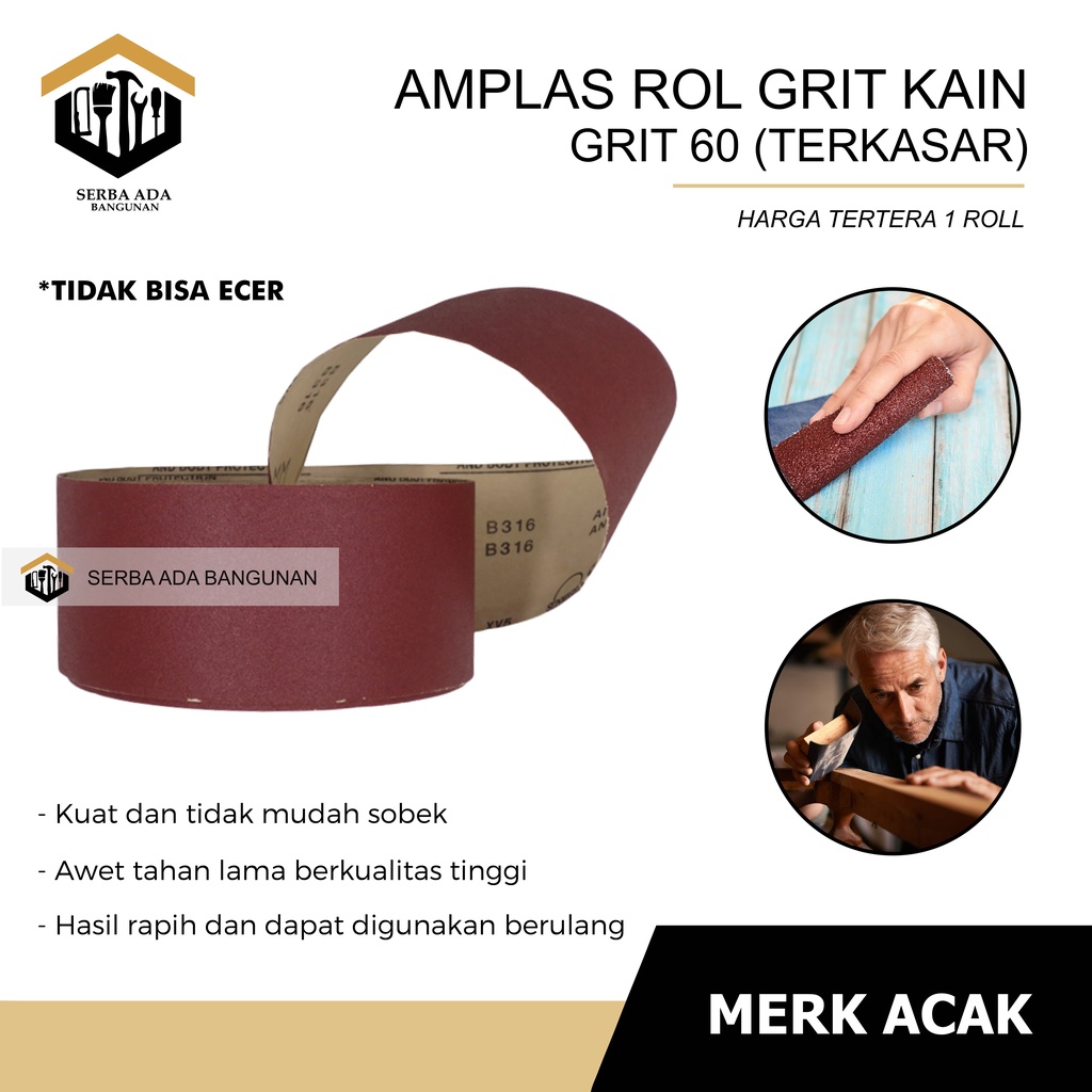 AMPLAS ROLL GRIT 60 / AMPELAS BESI / AMPLAS ROL (KASAR)