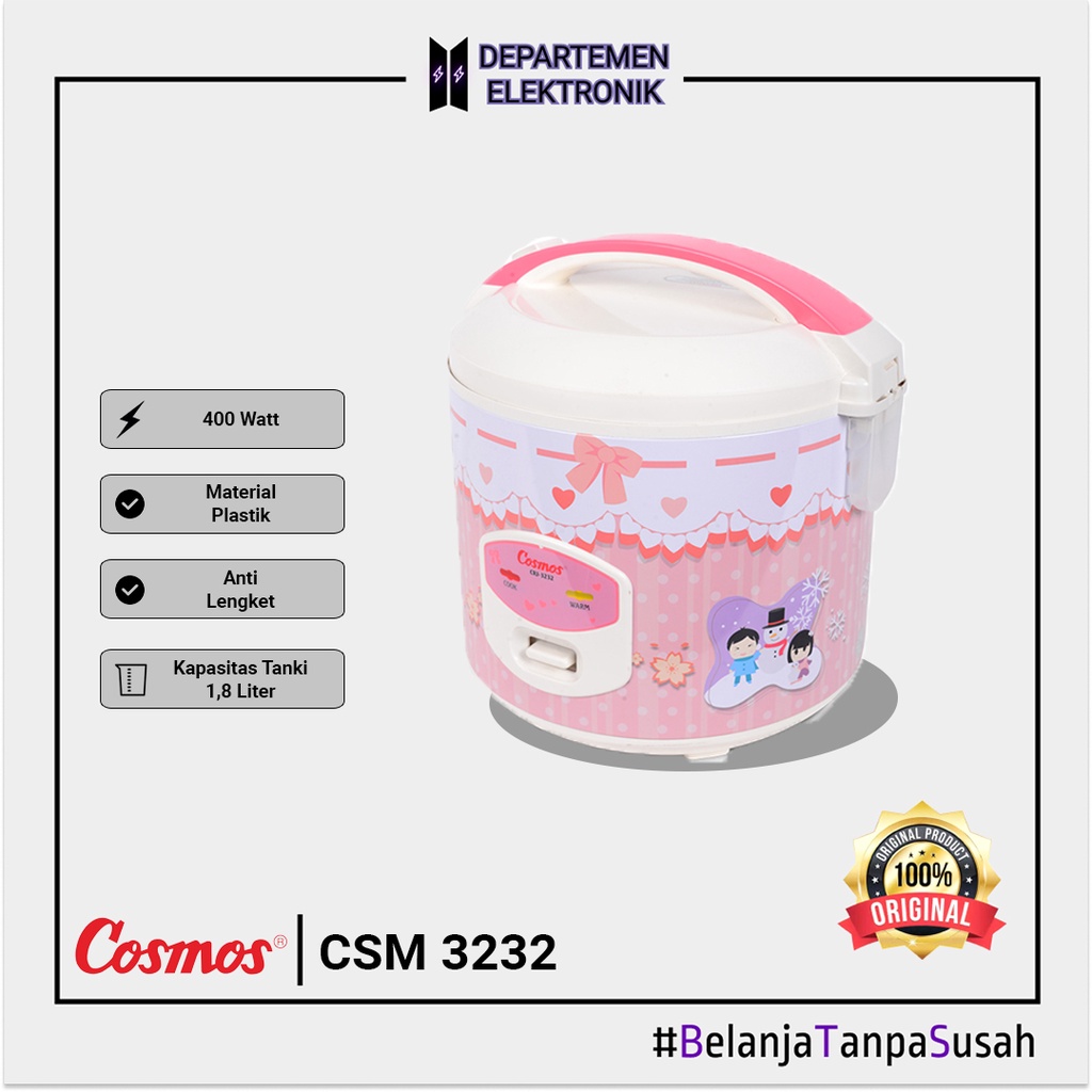 Cosmos CRJ 3232 – Magic Com / Rice Cooker 1.8 Liter Nonstick MURAH BANGET / GARANSI RESMI