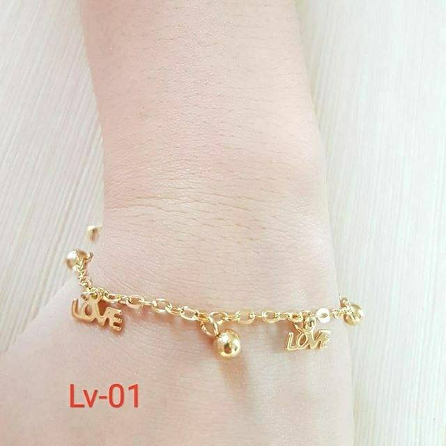 SET Gelang Tangan &amp; Gelang Kaki titanium Love Import antikarat Lv0102