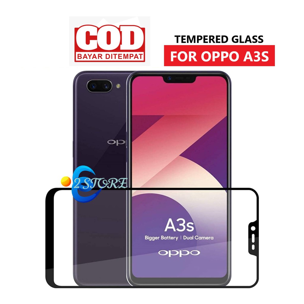 OPPO A3S Tempered glass full pelindung layar antigores kaca OPPO A3S