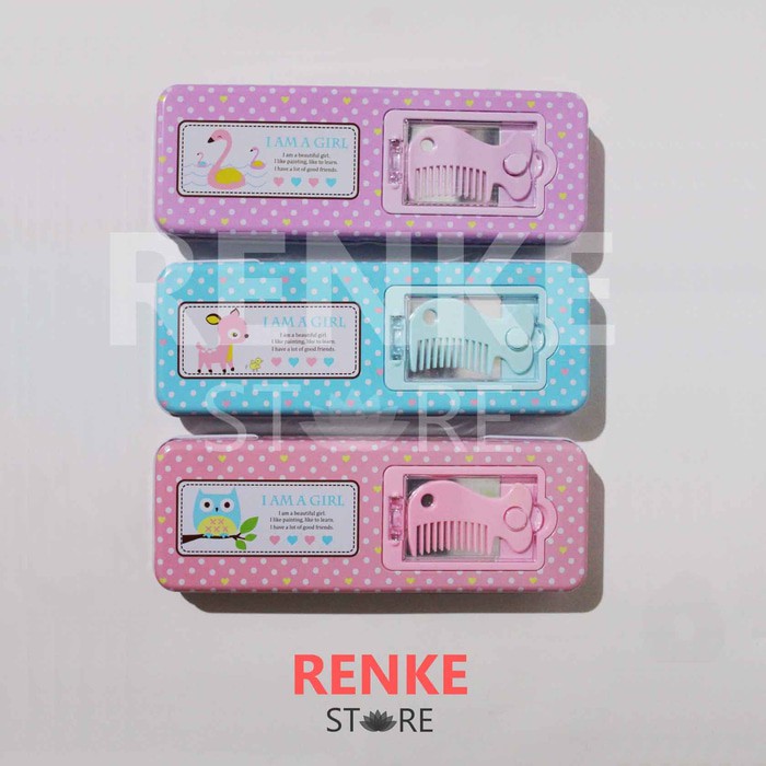 

Tempat Pensil Polkadot Sisir Kaca - Kotak Pensil Kaleng I am a Girl - Ungu