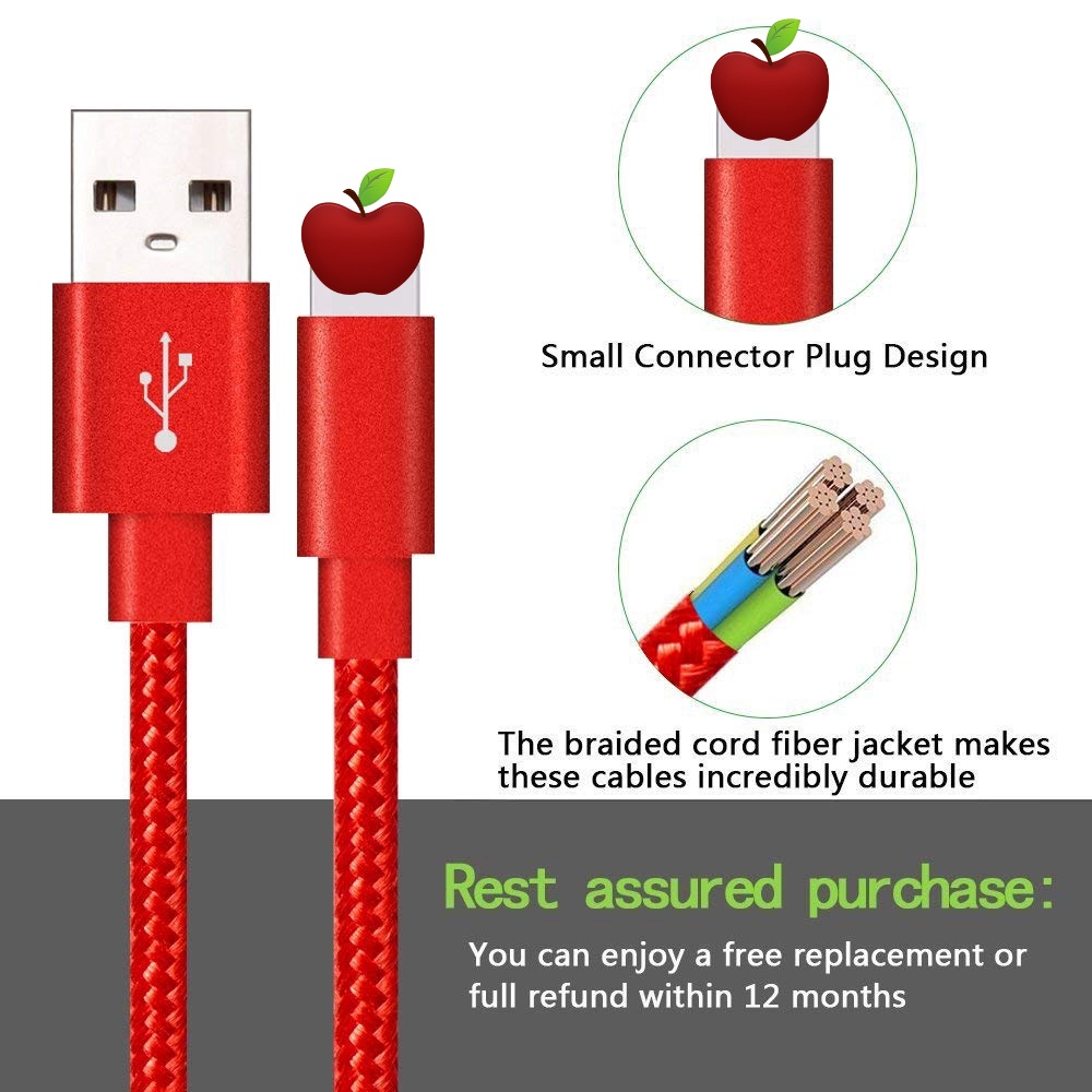 Nylon Braided Charger USB Cables / compatible for iphone Fast Charging USB Cord Cable / Data Sync Line / compatible for iphone XS X 5 6 6S 7 7Plus 8 Plus / 1M 2M 3M