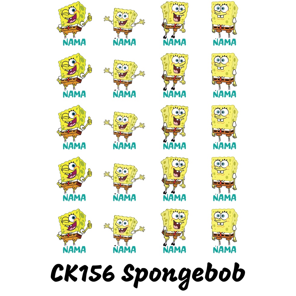 

Sticker Nama Cutting Label Waterproof Tahan Air SpongeBob (CK156)