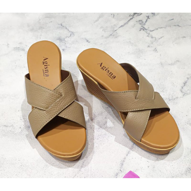 wedges 7cm sandal wanita asli sukaregang garut model anyam X