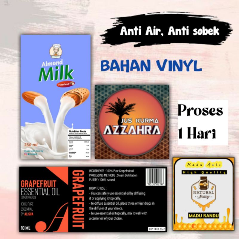 

Cetak Sticker / Stiker Label Produk 1 Hari jadi ( Bahan vinyl )