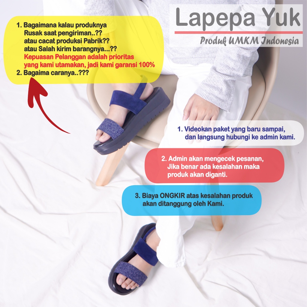 LAPEPA YUK -  Sepatu Sandal Wanita Wedges GHEA Model Ban dua Tali Strap belakang Hak Tinggi Sole 4 cm Spatu Sendal Gunung Cewek  Size 36 37 38 39 40 Warna NAVY  Biru Dongker Cewe Kekinian Premium Terbaru Shoes Ori Original Mall Official Store Promo