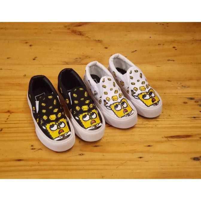 Update Sepatu Anak Slip-On Vans X Spongebob Squarepants Ukuran 21-35 - Hitam Promo