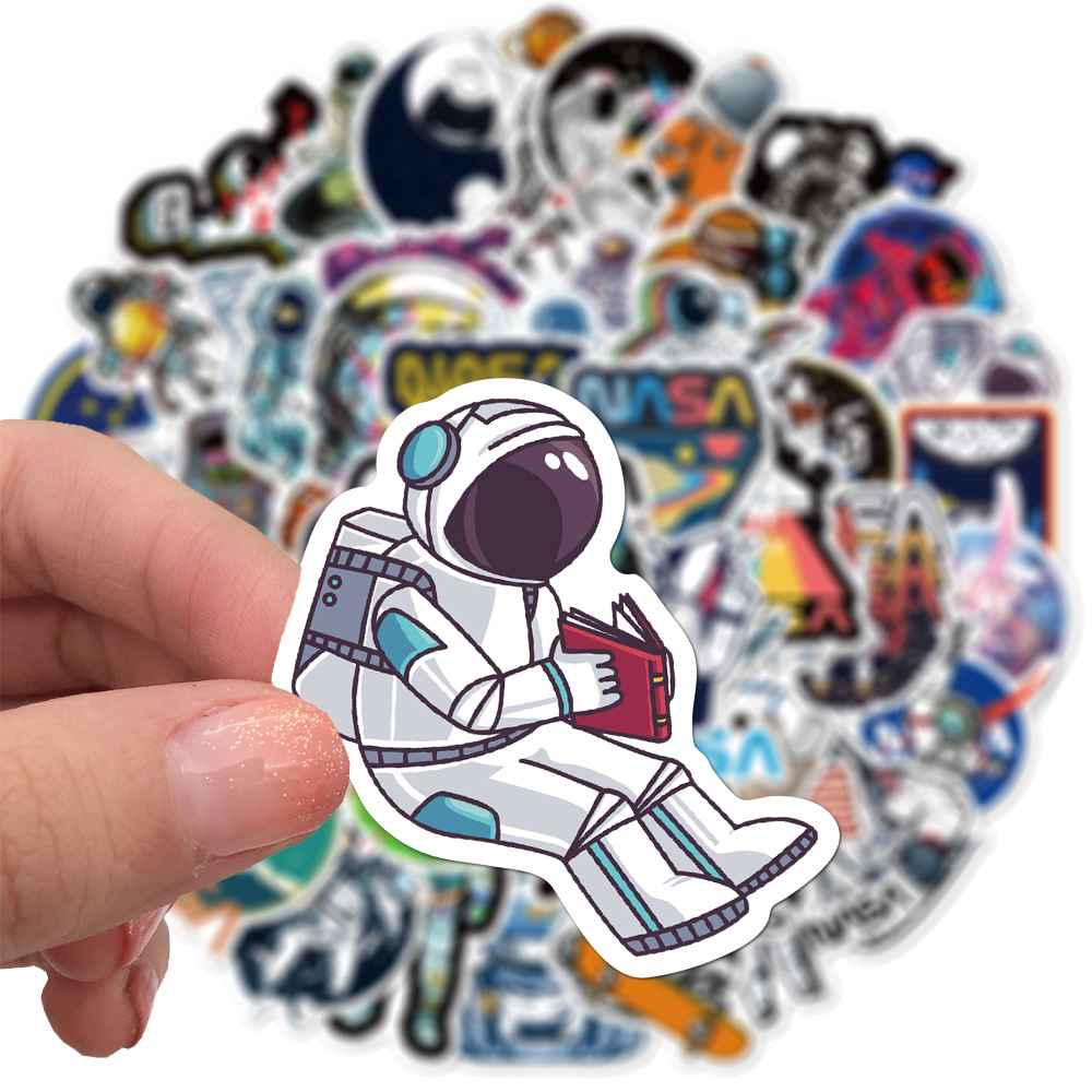 50 NASA Space Astronaut Cartoon Graffiti Stickers Luggage Laptop Waterproof No Glue Stickers