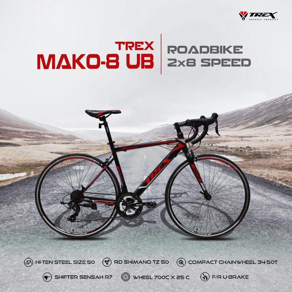 sepeda balap roadbike trex mako 8 speed Vbrake