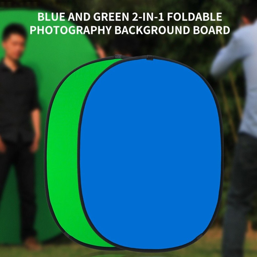 Round Reflektor Cahaya 2in1 Backdrops Studio Foto 100x150cm - FR001 - Green/Blue