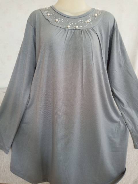 Blouse Mutiara putih 054 mote leher