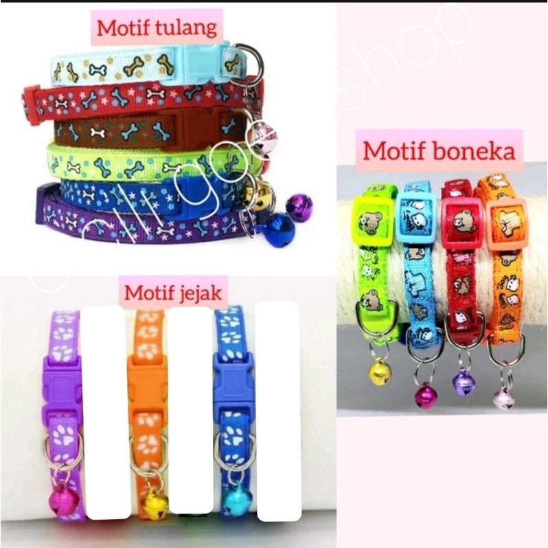 kalung import kucing anjing motif tulang paw boneka jejak collar lonceng murah