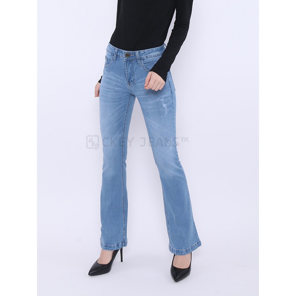 Ori Celana  Panjang Cutbray  Sobek  Ripped Jeans Wanita High 