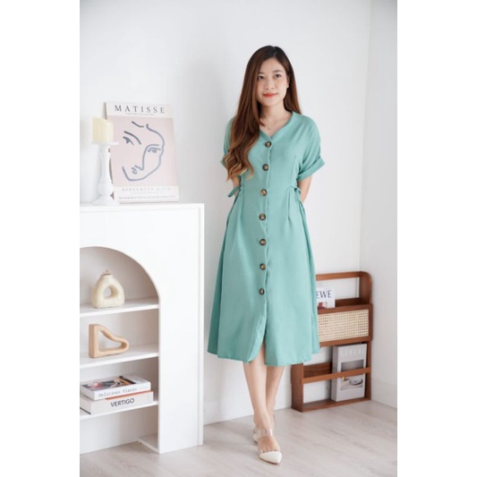 DS1566 - DRESS HOMEY BUSUI FRIENDLY WANITA DRESS BUNGA MIDI FLARE CASUAL