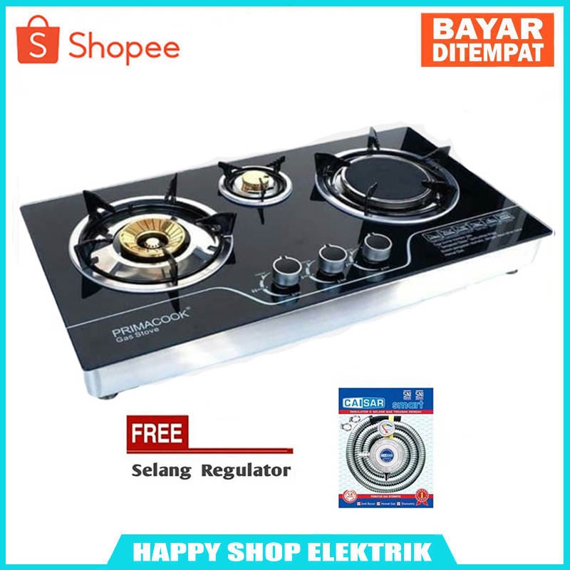 Kompor Gas Tanam ECO Cook 3 Tungku Infrared Tempered Diskon Selang PAKET CAISAR