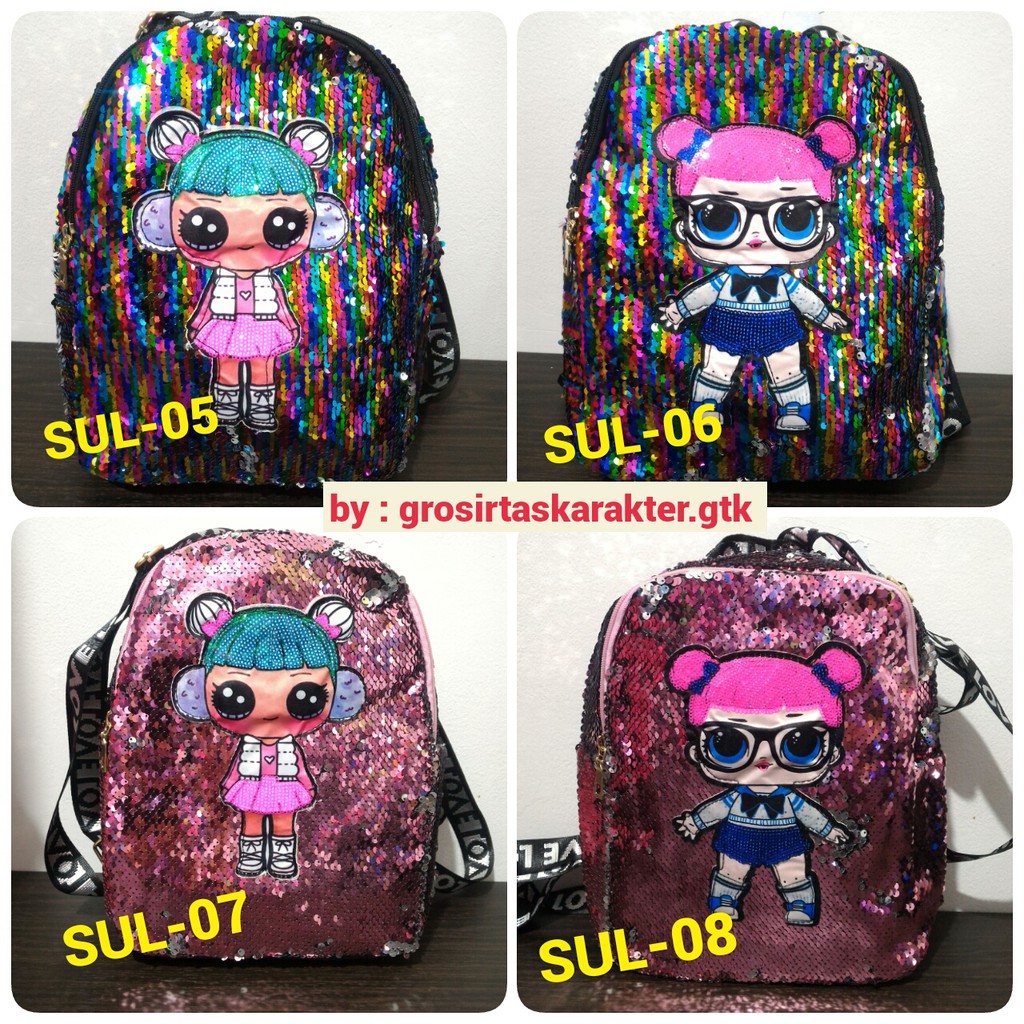 SEQUIN BAG Lampu Mata Nyala Tas  Fashion Anak  Perempuan  LOL 