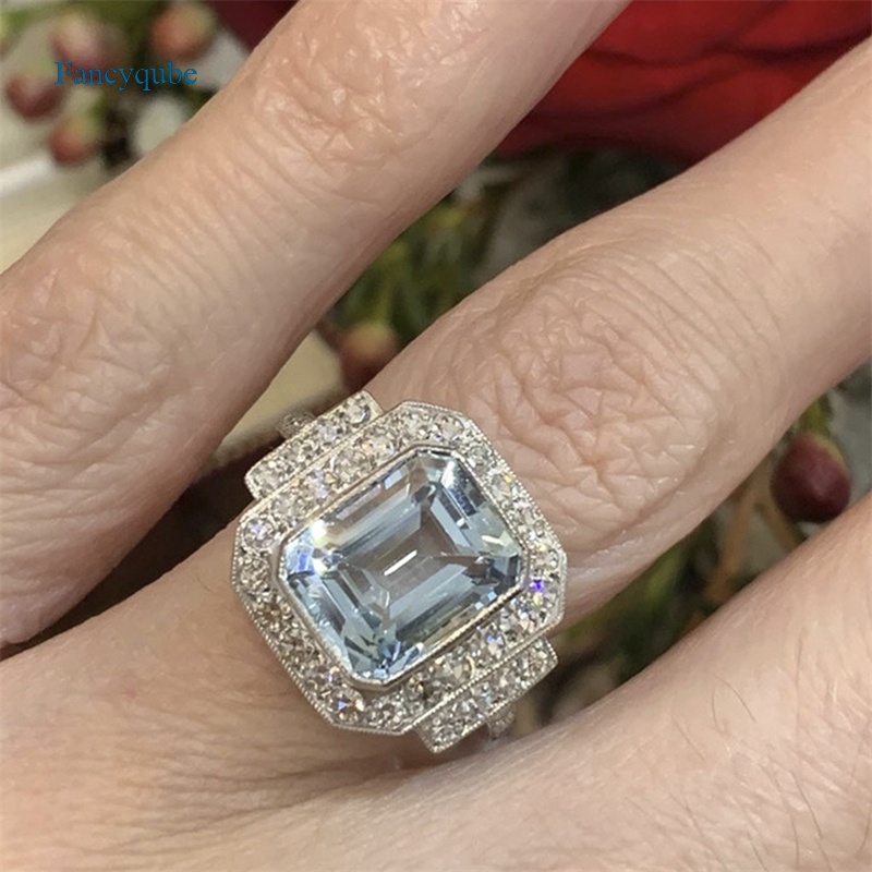 Fancyqube Cincin Hyperbole Warna Biru Langit Untuk Wanita