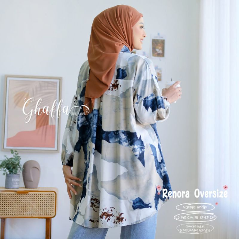 RENORA OVERSIZE BY GHAFFA THE LABEL / BLOUSE MOTIF WANITA MUSLIMAH / Oversize motif pakaian wanita