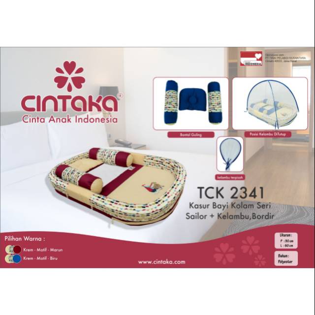 [3 kg] Cintaka Kasur Bayi Kolam Bumper Bordir + Kelambu (Bisa Dilepas) Sailor Series - TCK 2341